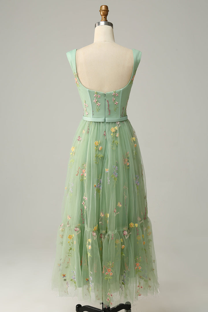 Women's Chiffon Embroidered Prom Dress Evening Maxi Gown