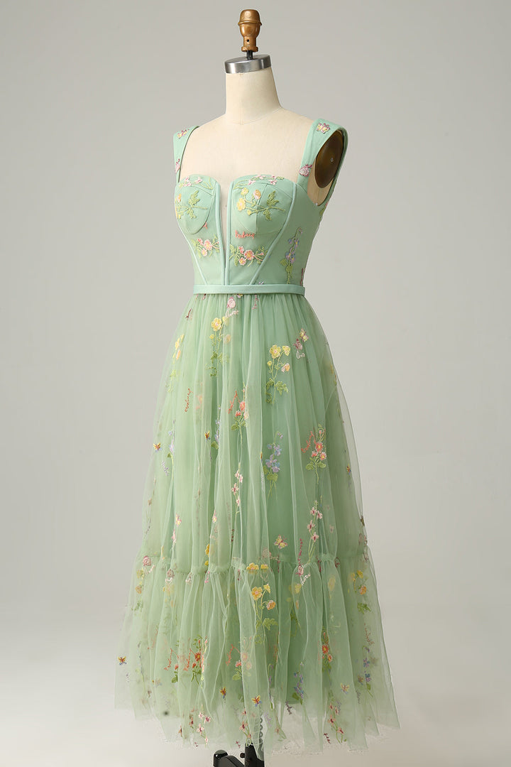 Women's Chiffon Embroidered Prom Dress Evening Maxi Gown