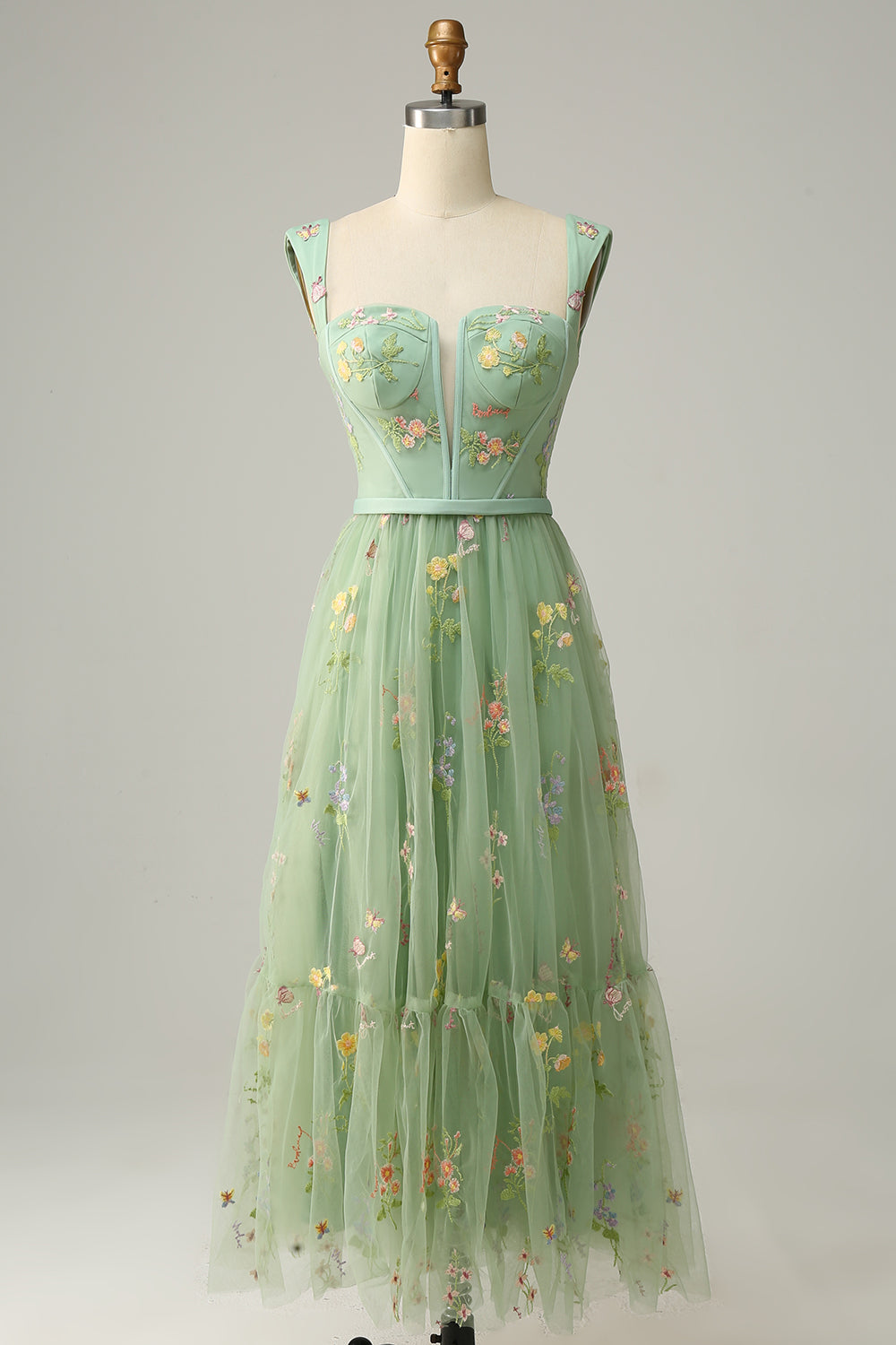 Women's Chiffon Embroidered Prom Dress Evening Maxi Gown