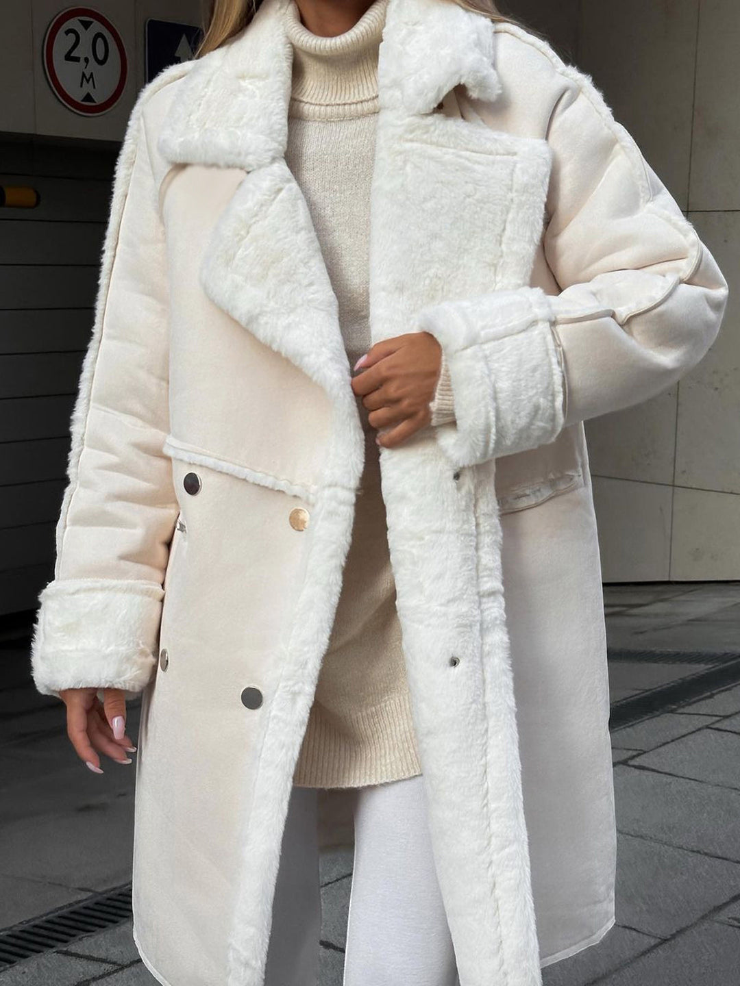 Women's Woolmix Long Coat Double Breasted Outerwear Jacket