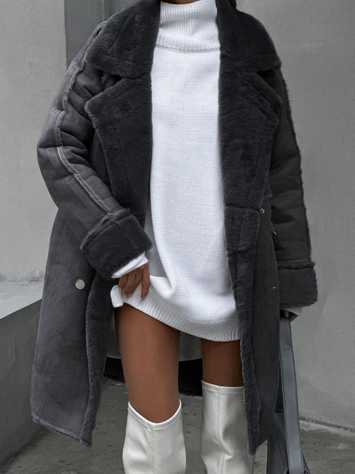 Women's Woolmix Long Coat Double Breasted Outerwear Jacket