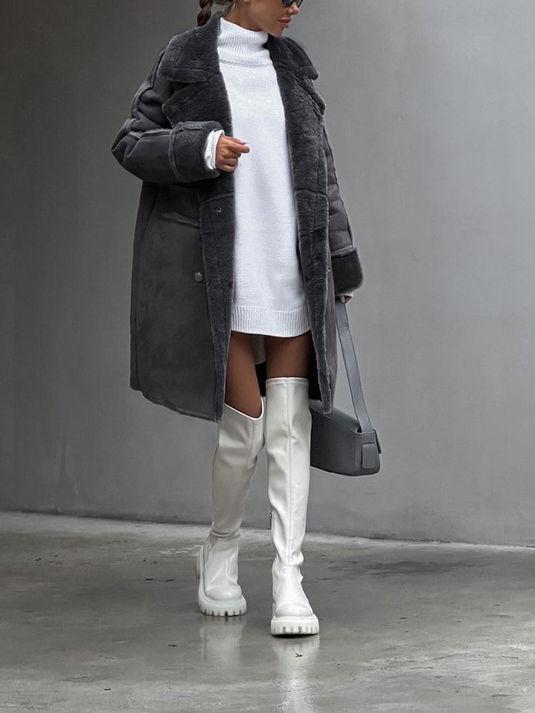 Women's Woolmix Long Coat Double Breasted Outerwear Jacket