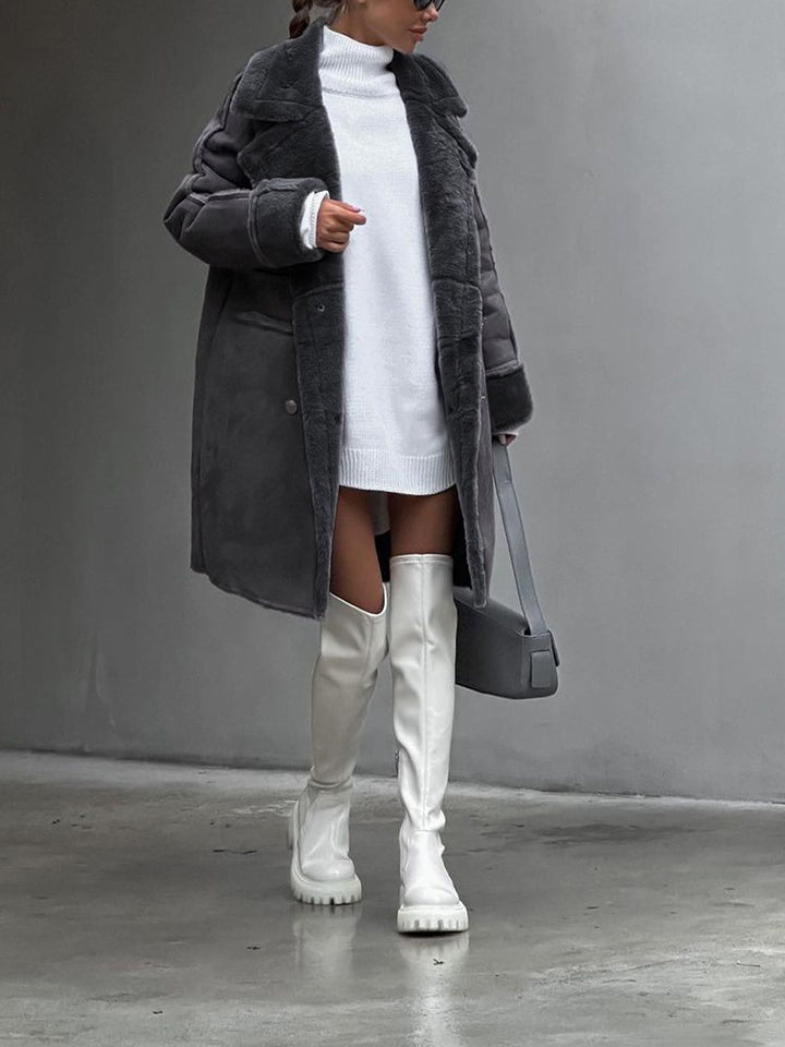 Women's Woolmix Long Coat Double Breasted Outerwear Jacket