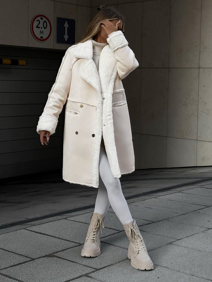 Women's Woolmix Long Coat Double Breasted Outerwear Jacket