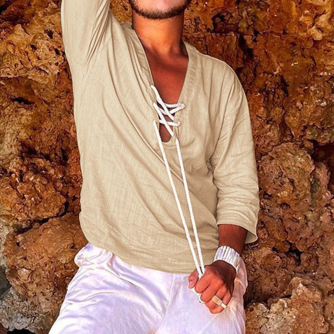 Men's Long Sleeve Linen Blend Oversized Button Down Shirt