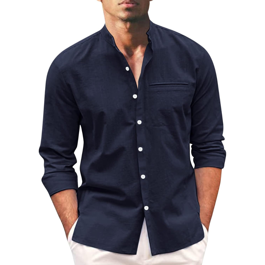 Men's Long Sleeve Linen Blend Oversized Button Down Shirt