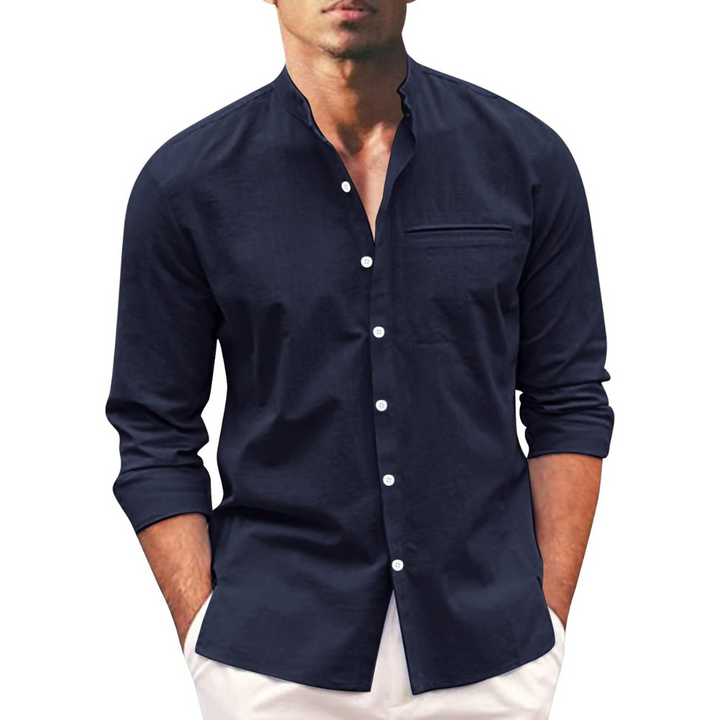 Men's Long Sleeve Linen Blend Oversized Button Down Shirt