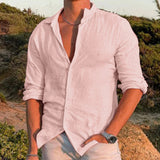 Men's Long Sleeve Linen Blend Oversized Button Down Shirt