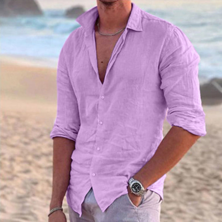 Men's Long Sleeve Linen Blend Oversized Button Down Shirt