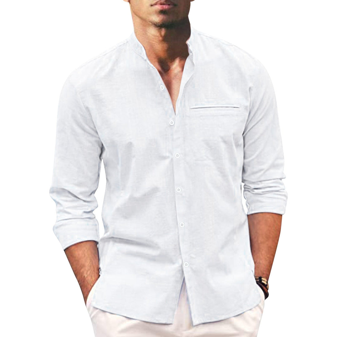 Men's Long Sleeve Linen Blend Oversized Button Down Shirt
