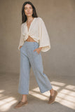 Women's Denim Wide Leg Trousers Cropped Pants
