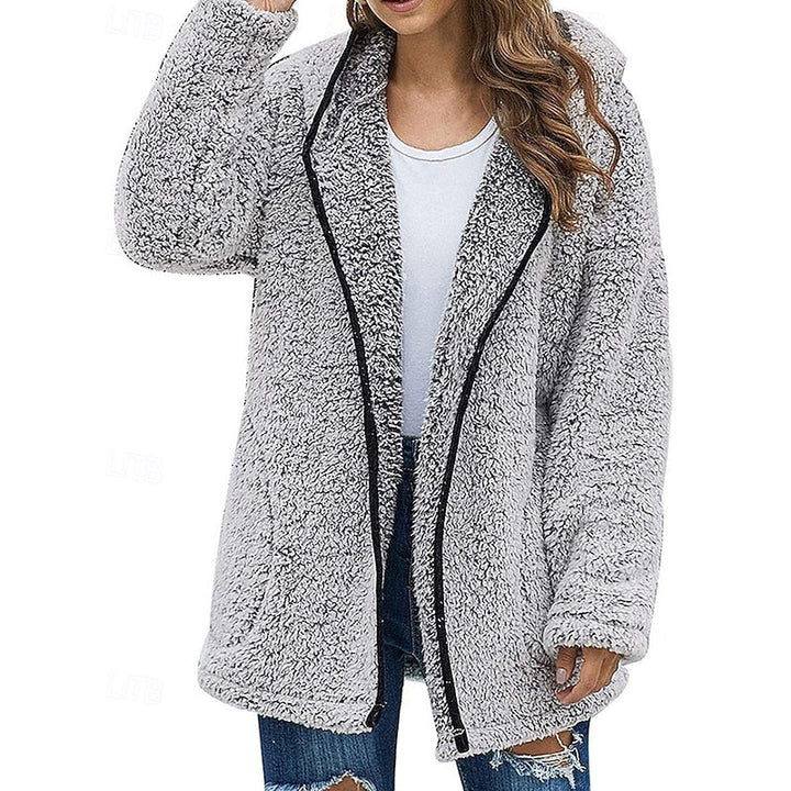 Women's Wool Fleece-Texture Hooded Jacket