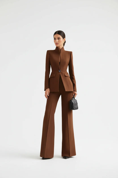 Women's Knit Tailored Blazer and Trouser Suit Set