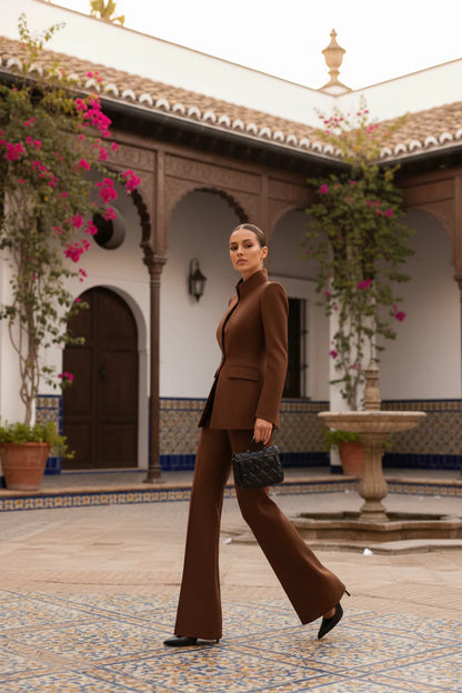 Women's Knit Tailored Blazer and Trouser Suit Set