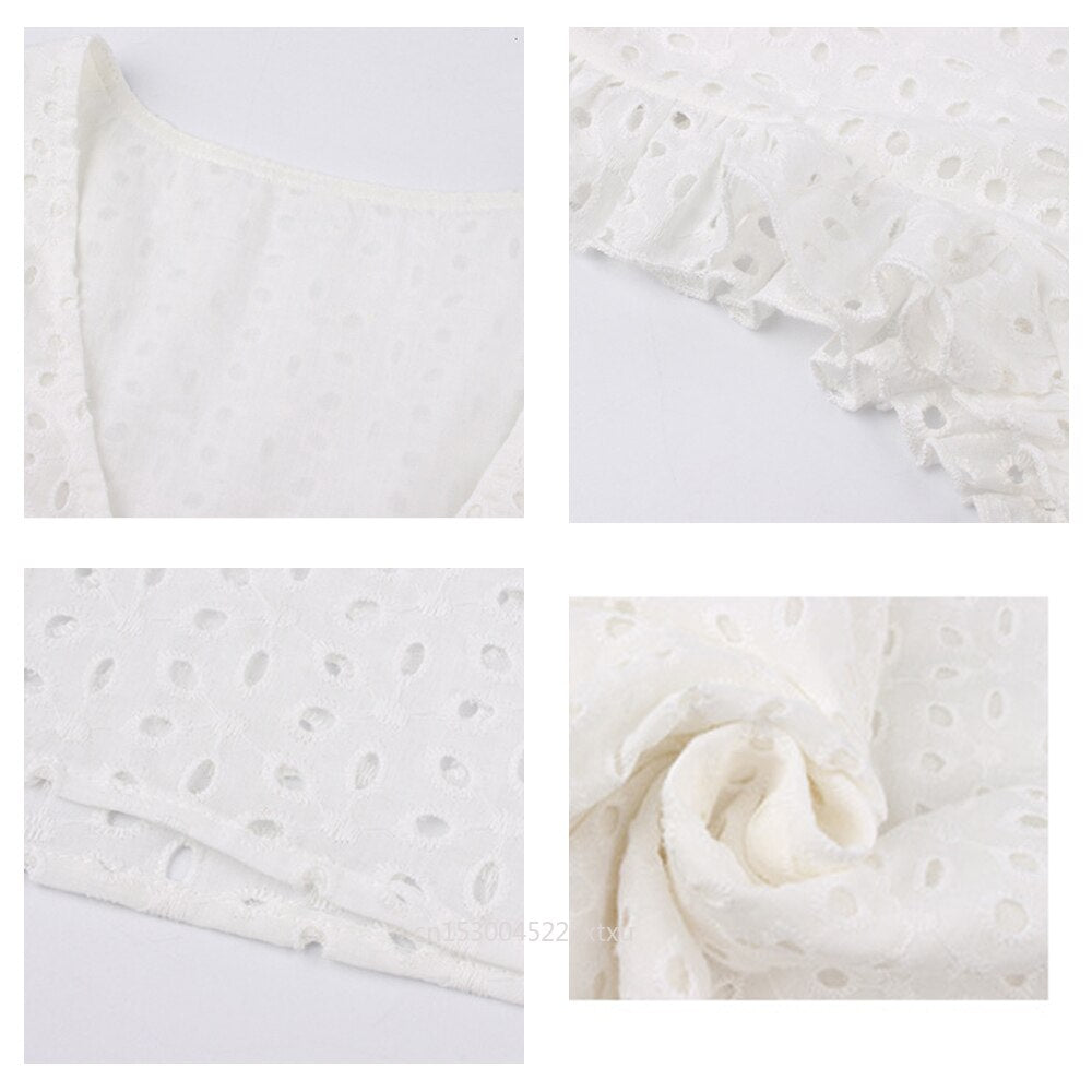 Women's Linen Ruffle-Trim Mini Dress