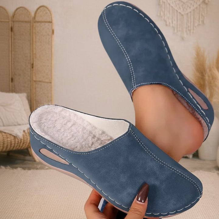 Women's Fleece Orthopedic Slippers Closed-Toe Slip-On Arch Support Shoes