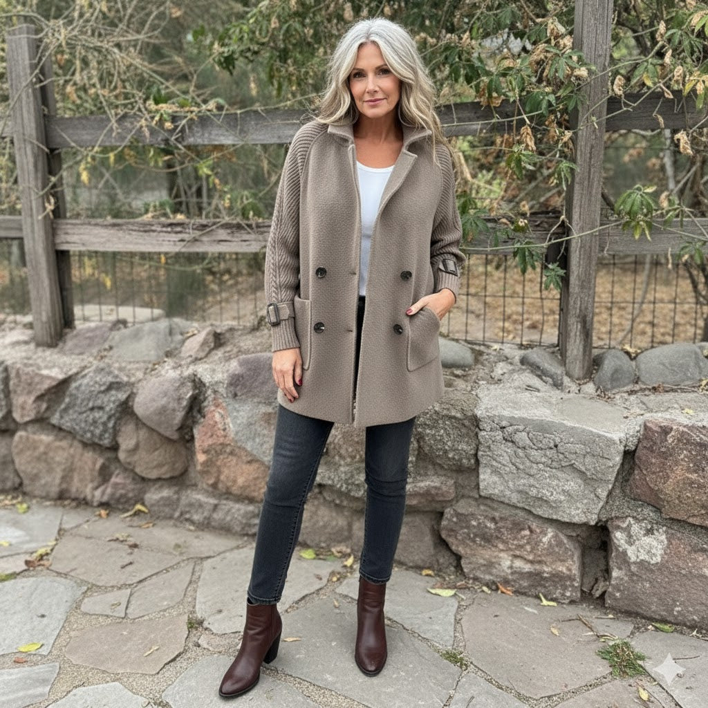 Women’s Wool-Blend Double-Breasted Lapel Coat