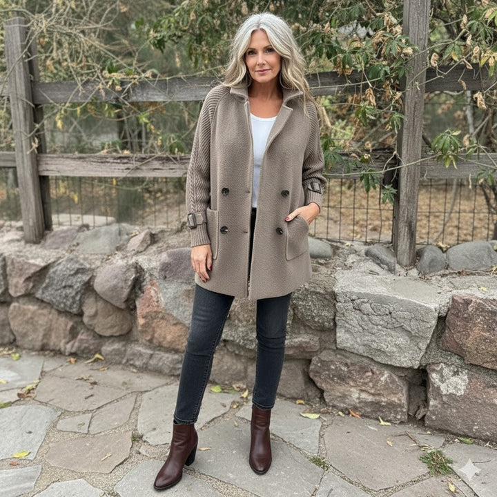 Women’s Wool-Blend Double-Breasted Lapel Coat