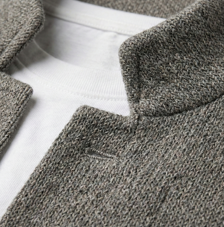 Men Knit Wool Stand Collar Casual Jacket Blazer Blouson