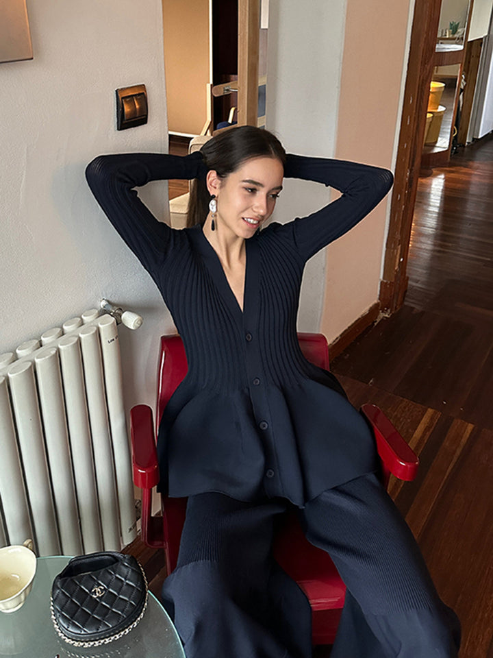 Women's Knit Cardigan Peplum Top