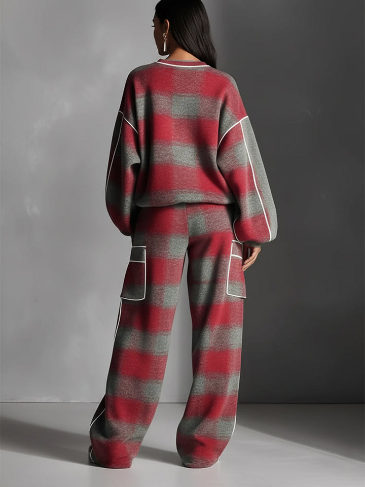 Women's Fleece Lounge Set Oversized Sweater and Pants Outfit