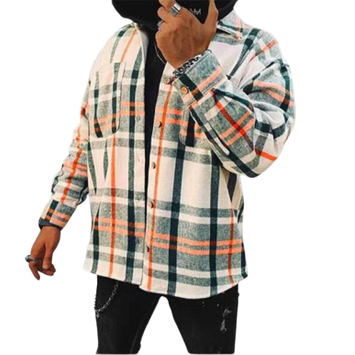 Wool Flannel Men's Plaid Check Button Down Shacket Jacket