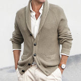 Men’s Merino Wool Cardigan Button-Up Vintage Knit Sweater