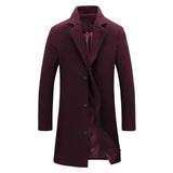 Men’s Wool-Blend Single-Breasted Long Overcoat