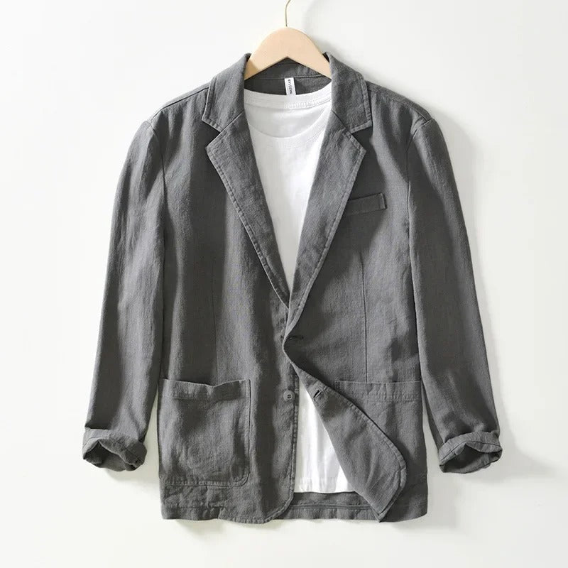 Men's Linen Slim Fit Casual Blazer Lightweight Suit Jacket