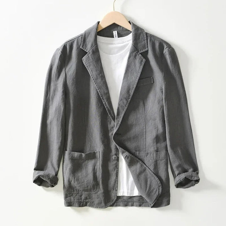 Men's Linen Slim Fit Casual Blazer Lightweight Suit Jacket