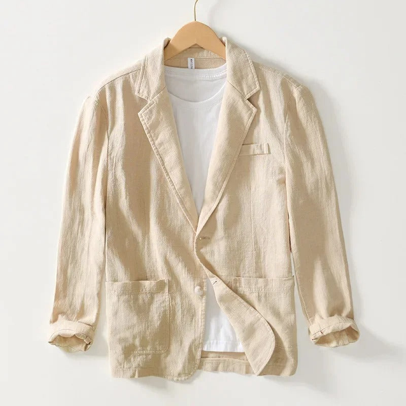 Men's Linen Slim Fit Casual Blazer Lightweight Suit Jacket