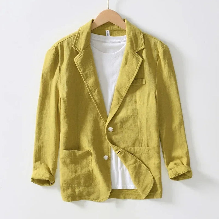 Men's Linen Slim Fit Casual Blazer Lightweight Suit Jacket