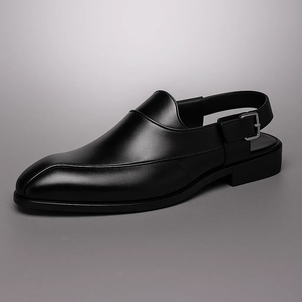 Męskie skórzane półbuty wizytowe typu slingback, wygodne mokasyny, sandały