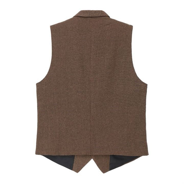 Men's Wool Tweed Waistcoat Vintage Notch Lapel Vest