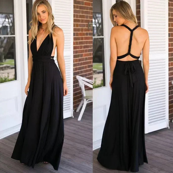 Robe longue de demoiselle d'honneur formelle multi-usage pour femme