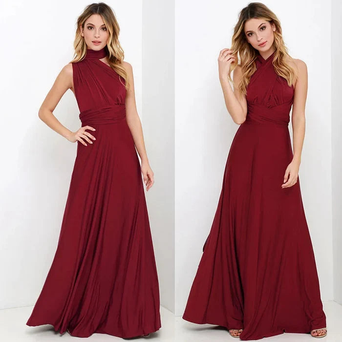 Robe longue de demoiselle d'honneur formelle multi-usage pour femme