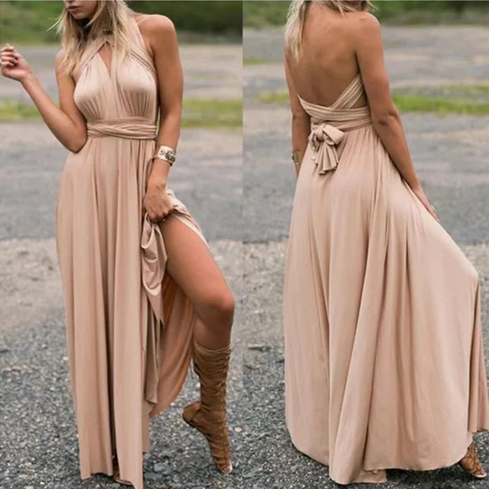 Robe longue de demoiselle d'honneur formelle multi-usage pour femme