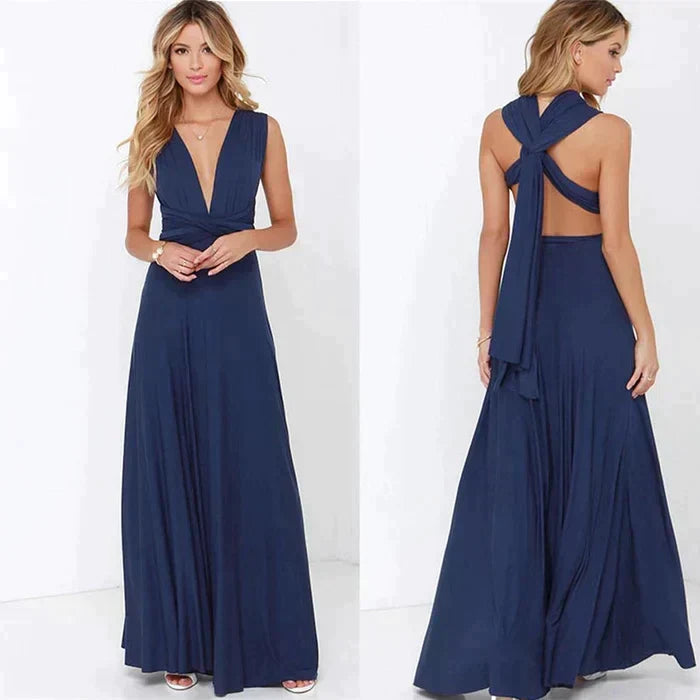 Robe longue de demoiselle d'honneur formelle multi-usage pour femme