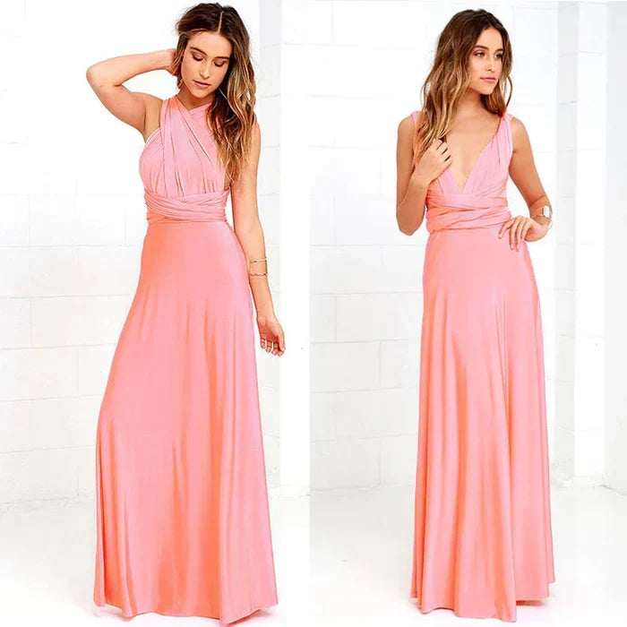 Robe longue de demoiselle d'honneur formelle multi-usage pour femme