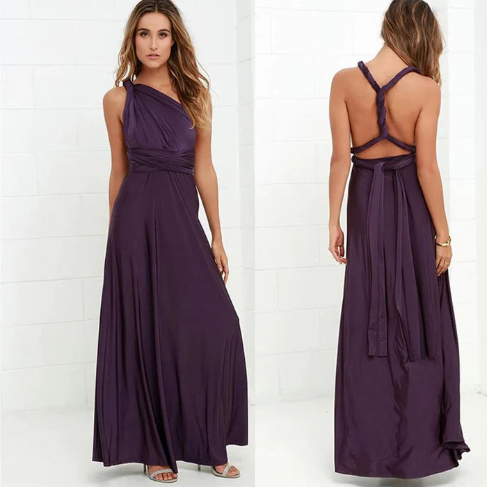 Robe longue de demoiselle d'honneur formelle multi-usage pour femme
