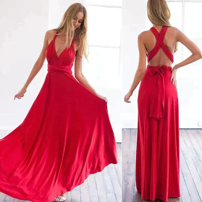 Robe longue de demoiselle d'honneur formelle multi-usage pour femme