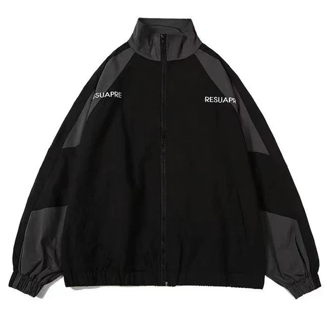 Men's Nylon Windbreaker Jacket Vintage Oversized Track Coat