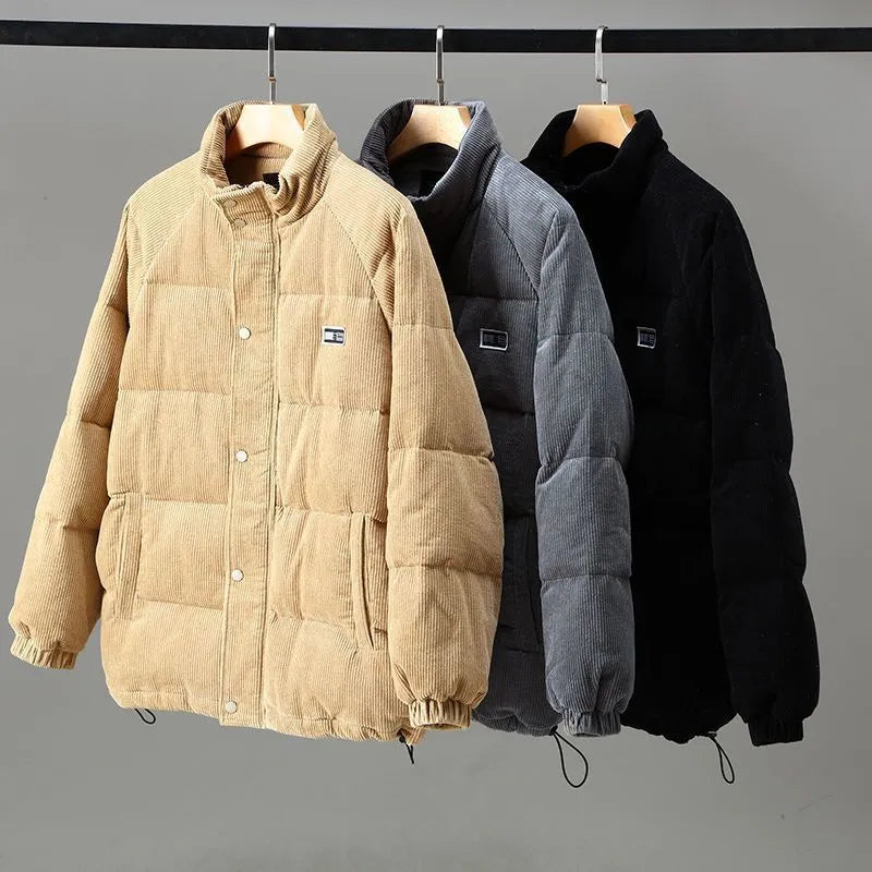 Men's Fleece Lined Padded Jacket Durable Outerwear