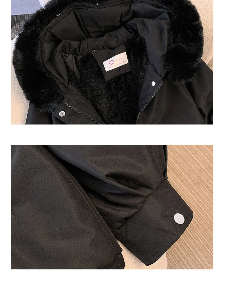 Women's Fleece Lined Hooded Padded Parka Jacket Outerwear