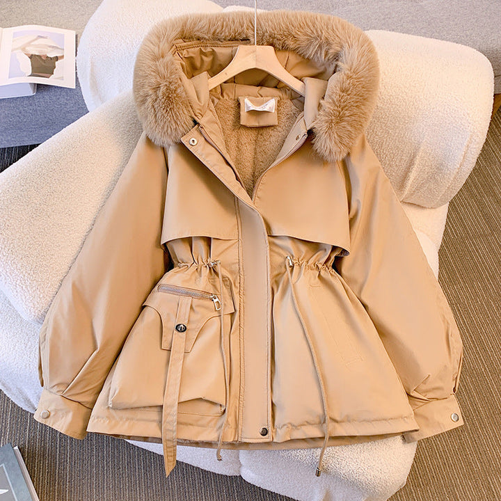 Women's Fleece Lined Hooded Padded Parka Jacket Outerwear