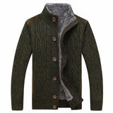 Men's Fleece Lined Cable Knit Cardigan Sweater Jacket
