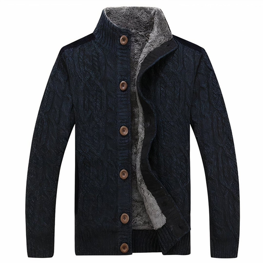 Men's Fleece Lined Cable Knit Cardigan Sweater Jacket