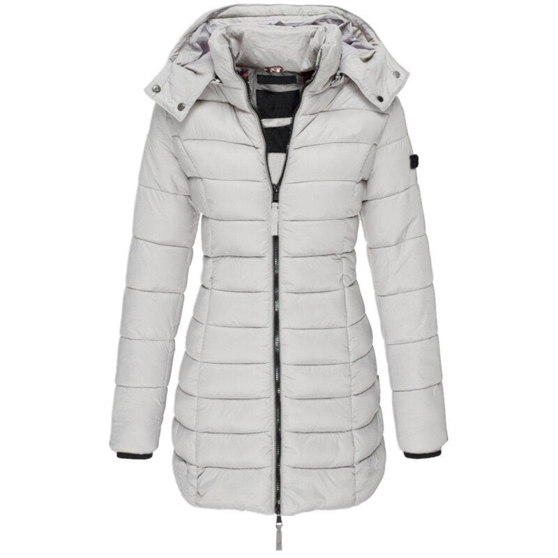 Women's Fleece Hooded Puffer Jacket Quilted Insulated Parka