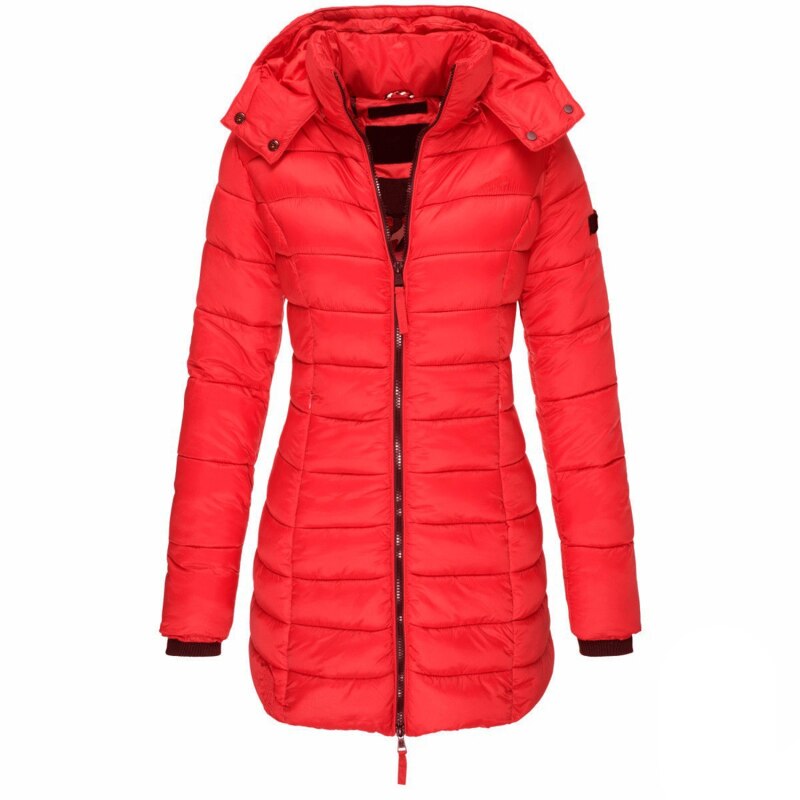 Women's Fleece Hooded Puffer Jacket Quilted Insulated Parka