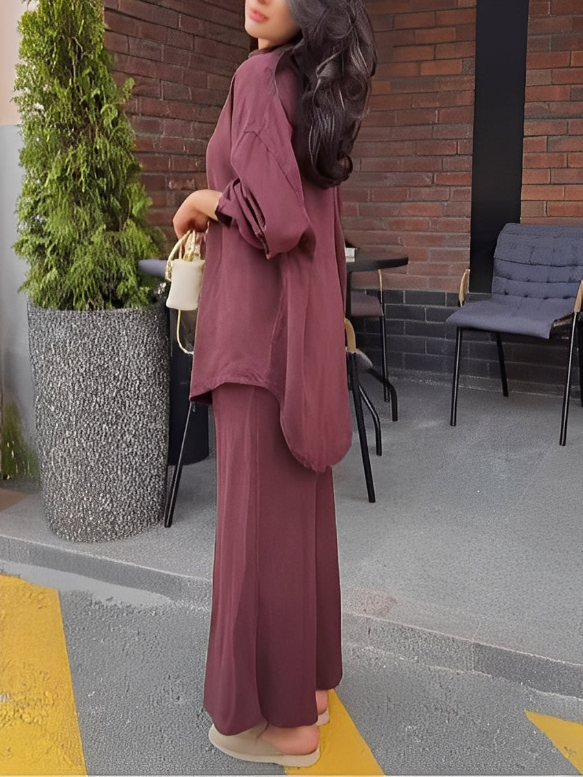 Linen Maxi Skirt and Blouse Set for Women